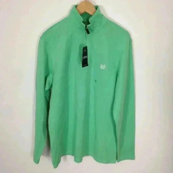Chaps Men Medium Green Cotton 1/4 Zip Pullover NWT - Picture 2 of 5
